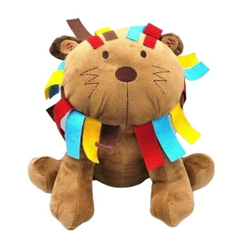Kidsline Multicolor Mane Lion Plush Brown 9.5" Felt Tags Sewn Eyes Baby Toy
